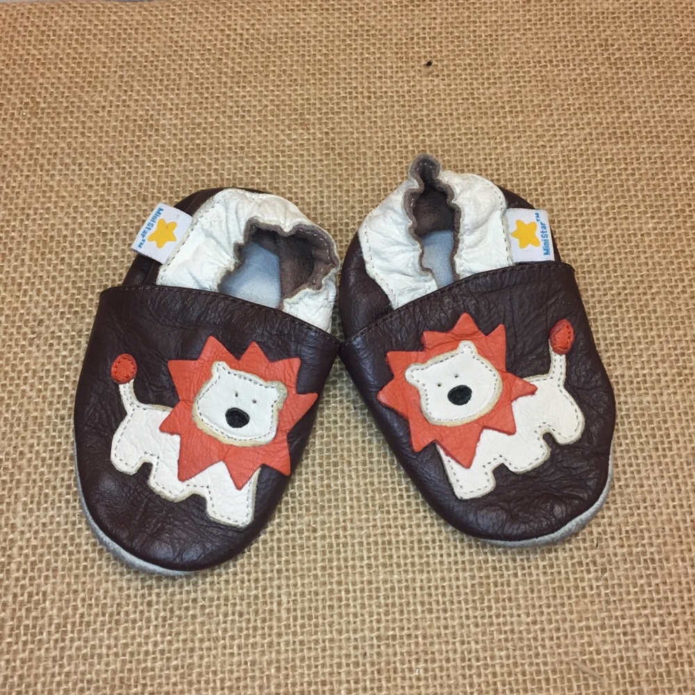 Mini Star Leather Baby Moccasin Shoes Sm 0-6 Lion